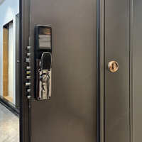 Porte d'entrée extérieure de sécurité en acier inoxydable au design de luxe, porte métallique turque moderne en acier gris pour entrée