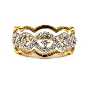 HK China Romantic Design Prong Setting 14k Yellow Gold 100% Natural Diamond Fine Jewelry Broad Wedding Band Ring for Bridal - Product Image 1
