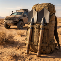 Pelle de survie tactique militaire multifonctionnelle portable avec manche en bois droit pour camping et randonnée