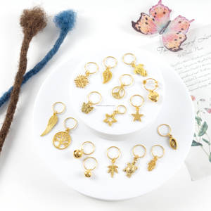 Nouveau <span class=keywords><strong>Viking</strong></span> doré Dreadlocks perles Boho tresse perles décorations bijoux feuille cheveux anneaux bricolage cheveux accessoires - Product Image 2