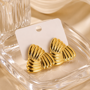Boucles d'oreilles clous irrégulières en acier inoxydable plaqué or 18 carats pour femmes, étanches, style déclaration, en vrac, motif lave, délicates - Product Image 4