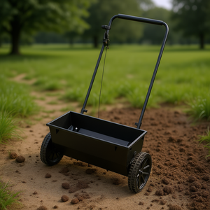 Épandeur d'engrais manuel à roues, largeur d'épandage de 18 pouces, capacité de 50 lb, roues en plastique, équipement agricole - Product Image 2