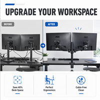 Support de bureau personnalisable, bras articulé double pour moniteur, pour écran d'ordinateur de 17 à 32 pouces