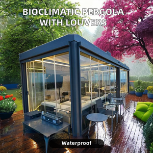 Persiennes bioclimatiques automatiques <span class=keywords><strong>Pergola</strong></span> pour jardin d'<span class=keywords><strong>hiver</strong></span> véranda extérieure toit en aluminium enduit de poudre maison en verre étanche - Product Image 2
