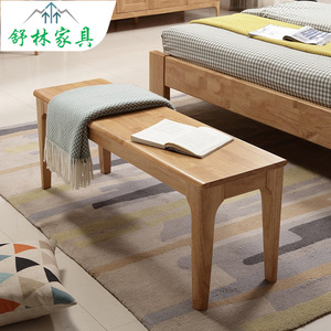 Nordic Minimalist Solid Wood Bench Natural Color Multi-Functional Home <b>Stool</b> Bedroom Bed End <b>Ottoman</b> Living Room Furniture - Product Image 1