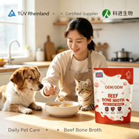 Poudre de Bouillon de Bœuf Riche en Protéines, Absorption Rapide, Sûr, Soutien Articulaire et Cutané, Complément Nutritionnel pour Chiens et Chats Toutes Races