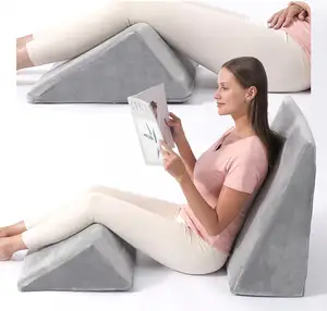 Grey 2 Separate Fold Memory Foam Incline Cushions Bed Wedge Pillow For Legs Knees Back Support And Acid Reflux