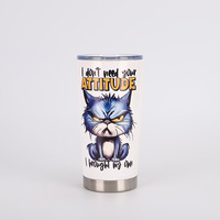 Gobelet isotherme en acier inoxydable personnalisé avec impression couleur, tasse à café avec couvercle pour cadeau, 20 oz, mug de voyage isolé sous vide