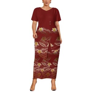 2025 nuovo <span class=keywords><strong>abito</strong></span> da donna estivo polinesiano con stampa tribale Samoa Samoa Puletasi Set completo 2 pezzi - Product Image 5