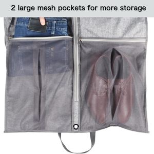 Sacs de <span class=keywords><strong>costume</strong></span> personnalisés de 43 pouces Sacs de vêtements de voyage suspendus à soufflets Manteaux Vestes Robes chemises Couverture de <span class=keywords><strong>costume</strong></span> grise pour hommes pour le rangement dans le placard - Product Image 4