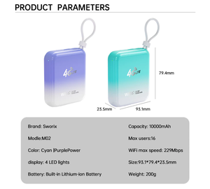 Sworix Ngân Hàng Điện Wifi6 Router Với 10000MAh Li-On Pin <span class=keywords><strong>2</strong></span> Trong <span class=keywords><strong>1</strong></span> Mở Khóa Di Động Pocket Wifi Router Cắm Và Chơi - Product Image 6