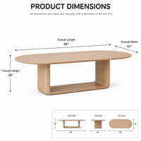 Table à manger elliptique moderne en bois sur mesure avec base sculpturale, fabricant de tables de luxe en bois de frêne pour projets commerciaux