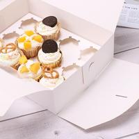 Boîtes d'emballage en carton blanc avec poignée, 12 pièces, fenêtre en PVC, muffins à pâtisserie transparents, tarte aux œufs, petits gâteaux