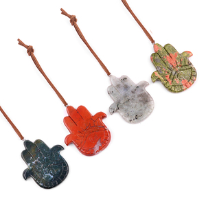 Colar com Pingente de Mão <span class=keywords><strong>Hamsa</strong></span> em Cristal Natural 57*50mm, Amuleto <span class=keywords><strong>Hamsa</strong></span> com Olho Esculpido e Cordão de Cera Preta, Joia - Product Image 6