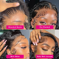 Vente en gros Perruque Lace Frontale Brésilienne 100% Remy Cheveux Humains Courts Afro Crépus Bouclés Perruques Lace Frontal pour Femmes Noires