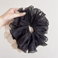 Chouchou élastique froissé surdimensionné fait à la main grandes bandes de cheveux en maille élastique pour queue de cheval accessoires de cheveux pour femmes filles