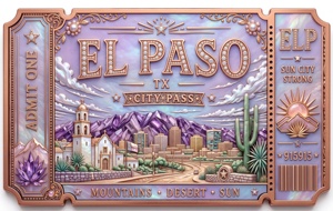 1 oz 999 Feinkupfer El Paso Stempelbarren 3D Hochrelief UV-farbig Proof-ähnlich Geschenk für Texas- und Borderland-Liebhaber - Product Image 4
