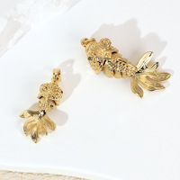 Pendentif Poisson Articulé en Laiton Plaqué Or 18K, Breloque Poisson Koi Porte-Bonheur pour Bijoux DIY