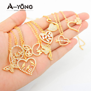 Abrabic Luxe Stijlen 18K Verguld Messing Met Zirkoon Hanger Ketting Vlinder Hartvorm Lange Ketting Ketting Voor Vrouwen - Product Image 3