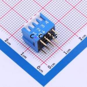 DP-04-B-T DIP Switch Through hole Component (THT) Switch Piano Key Single Pole Single Throw 4 2.54mm - Product Image 1