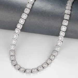 10mm/12mm Moissanite Chain Hip Hop Jewelry Rock Sugar Chain Moissanite Necklace 925 Silver Chain