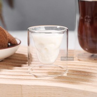HIGHWIN Tasse à cocktail, thé ou café en verre borosilicate à double paroi transparente
