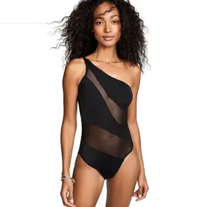 Bikini transparente de nuevo diseño para mujer, traje de baño negro, sexy, brillante, ropa de playa