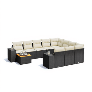 Modular Black PE <b>Rattan</b> Garden <b>Sofa</b> Set Outdoor Furniture Contemporary Design High-Density Foam Cushions UV Resistant - Product Image 1