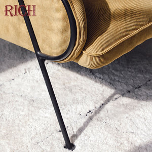 Nordic Moderno di velluto a coste mobili soggiorno Braccio Sedie Soggiorno Camera Moderna terroso giallo Imbottita Singola poltrona di velluto a coste - Product Image 3