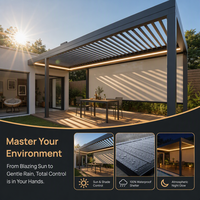 Pergola bioclimatique motorisée en aluminium, gazebo, pavillon, auvent extérieur moderne de luxe, taille personnalisable pour jardin