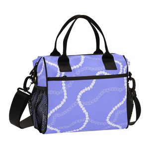 Bolsa Térmica para Almuerzo con Estampado Violet Pikake, Capacidad para 16 Latas, Impermeable, Estilo Hawaiano, con Bolsillos Laterales para Picnic - Product Image 1