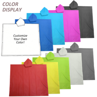 Poncho de pluie carré réutilisable, imperméable, simple, bleu marine, en EVA 100% plastique, épaisseur 390g, personnalisable avec logo et marque, avec sac de rangement.