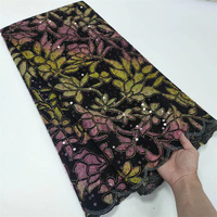 Filet Africain Tulle Dentelle Fleurs Paillettes Dentelle Tissu Français Dentelle Tissu