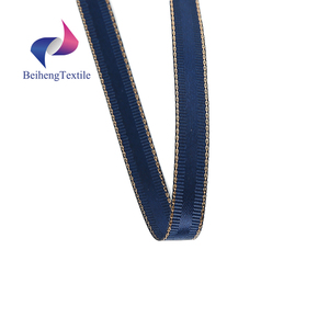 Pita Sutra Glitter Emas Biru Keluaran Baru Tepi Grosgrain untuk Pohon Natal - Product Image 2