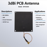 Antena RFID UHF Externa de Polarización Circular 3dBi 902-928MHz PCB SMA Macho Protocolo ISO 18000-6C Lectura de 15m WiFi RS232