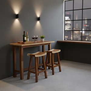 Tabouret de bar en bois de Suar durable avec courbes ergonomiques, grain riche et design réglable pour optimiser les espaces de bar à domicile, de salle à manger et commerciaux - Product Image 2