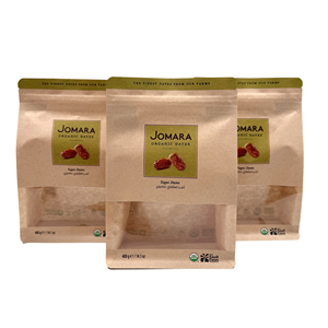 Sachet en papier kraft refermable, écologique et recyclable de 400g, à fond plat, pour le stockage des dattes <span class=keywords><strong>Segai</strong></span> et des collations quotidiennes - Product Image 1