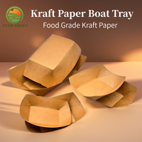 Conteneur à collation en papier kraft jetable, écologique et recyclable, en forme de bateau, avec revêtement UV, pour frites, desserts et hot-dogs