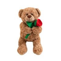 Ours en peluche avec fleurs, cadeau de couple en forme de cœur, rembourrage en coton PP, 31cm-50cm, vente en gros
