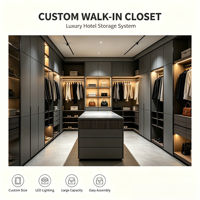Moderno y Lujoso Armario Vestidor Personalizado, Juego de Muebles de MDF con Iluminación LED, Sistema de Almacenamiento Ecológico de Gran Capacidad para Comedor