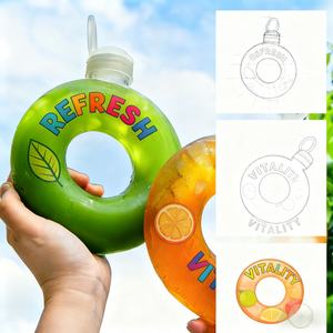 Wholesale 16oz 500ml PP Portable Drink Bottle Pull <b>Ring</b> Lid High Temperature Resistance <b>Donut</b> Bottle for Juice Tea - Product Image 3