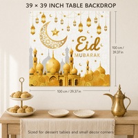 Décorations Eid Mubarak, kit d'arche de guirlande de ballons blancs et dorés 94 pièces avec toile de fond, ballons lune et étoile, fournitures pour fête musulmane du Ramadan