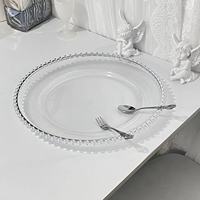 Klassieke transparante zilverdraad kralenrand fruit schaal bruiloftsbanket Europese stijl decoratieve dienblad gebak snack schaal