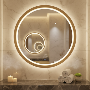 Espejo LED Redondo de 36 Pulgadas con Marco de Acero, Montaje en Pared, Antivaho, Luz Regulable con Sensor Táctil, Moderno, Iluminado, para Uso en Hospitales y Cocinas - Product Image 1