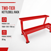Support de rangement commercial à deux niveaux pour kettlebells et poids libres, organisateur d'équipement d'entraînement de force pour salle de sport et centre de fitness
