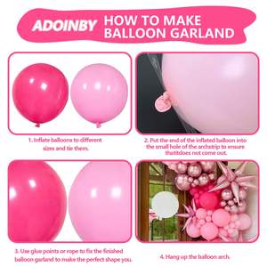 Набор для арки из розовых шаров, гирлянда из ярко-розовых шаров, металлические шары с конфетти цвета розового золота для дня рождения, тематических вечеринок в стиле принцессы, помолвок - Product Image 3
