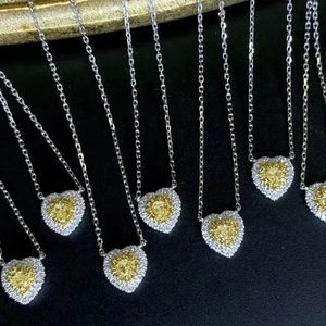 Xinfly 18K Gold 0.23CT Natural Yellow Diamond Heart Shape Pure Charm Chain Pendant for <b>Couples</b> Necklace Custom - Product Image 3