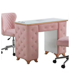 Mesa <span class=keywords><strong>de</strong></span> Manicura para Salón <span class=keywords><strong>de</strong></span> Belleza, Mesa para Uñas con Silla <span class=keywords><strong>de</strong></span> <span class=keywords><strong>Manicurista</strong></span>, Color Rosa - Product Image 2