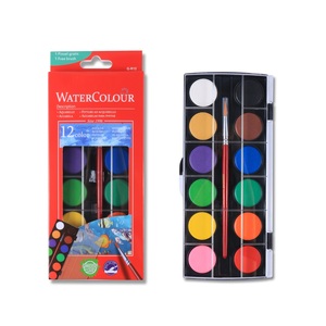Offre Spéciale 12 couleurs ensemble de peinture aquarelle non toxique marque privée peinture aquarelle solide à haute pigmentation - Product Image 1
