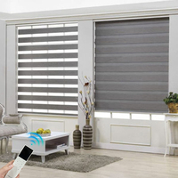 Persianas Zebra de Lujo Hechas a Medida con Sensor Inteligente Eléctrico, Control Digital por Wifi, Protección de Privacidad, Persianas Opacas para Interiores, Sala de Estar